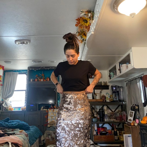 Bronze/gold sequin maxi skirt - Picture 5 of 6